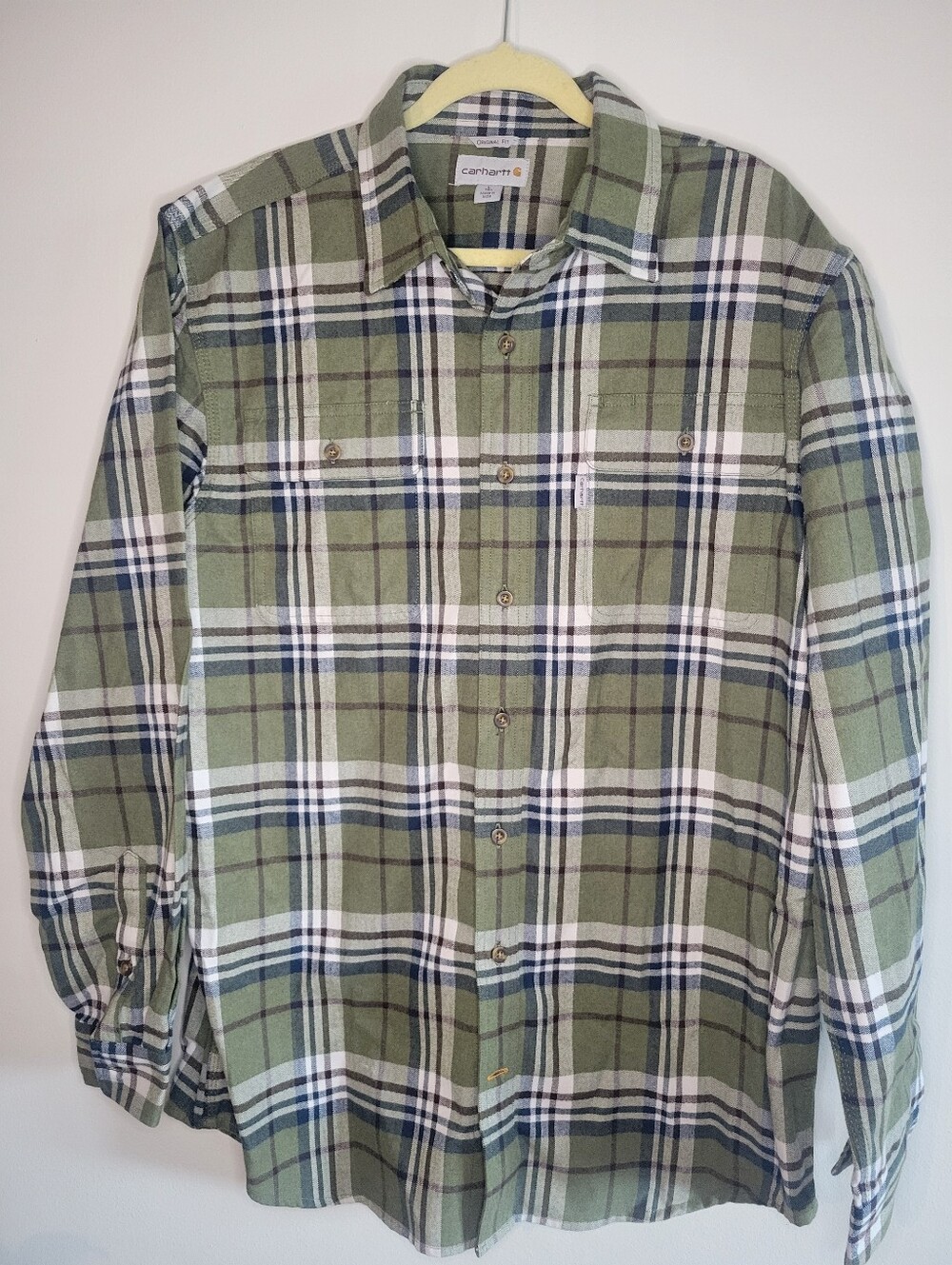 Carhartt Olive and Navy Plaid Flannel Shirt